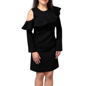 Jill Stuart 100% Wool Black Cocktail Dress - One Long Sleeve - Size 6